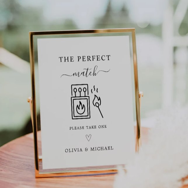 Signe De Table Signal de préférence de correspondance mariage - S (Wedding Match Favor Sign – Handwritten Style)