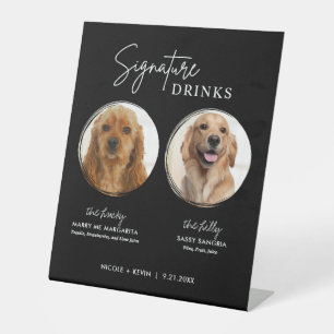 Signe De Table Signal Mariage noir Signet signature chien Boisson