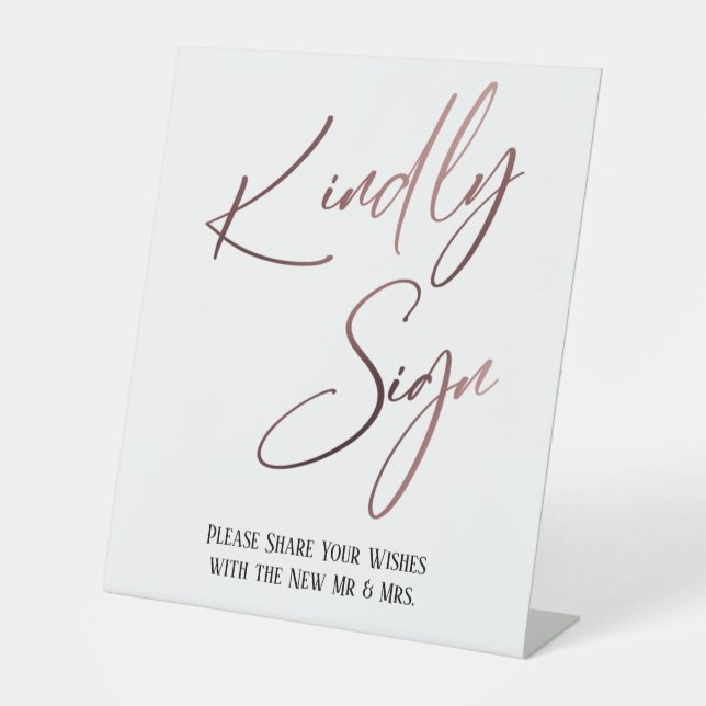 Signe De Table Signature aimable Rose Gold Écriture manuscrite Si (Recto)