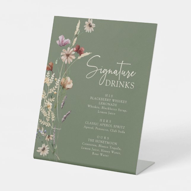 Signe De Table Signature Boho Vert Boissons Signal Piéton (Recto)