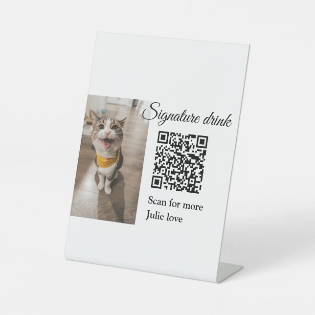 Signe De Table Signature boisson scanner QR code ajouter le nom d (Recto)