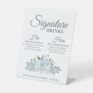Signe De Table Signature Boissons Dusty Blue Boho Mariage Rose