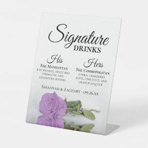 Signe De Table Signature Boissons Élégante Lilac Purple Rose Mari