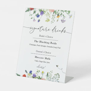 Signe De Table Signature Boissons Fleurs sauvages et abeilles bou