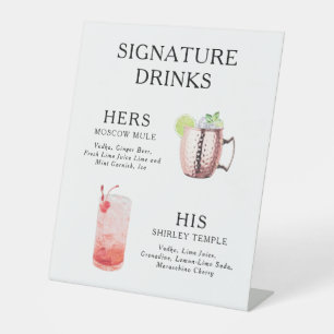 Signe De Table Signature Boissons Mariage Cocktail Menu Poster