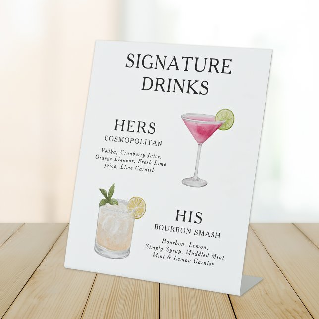 Signe De Table Signature Boissons Mariage Cocktail Menu Poster (Créateur téléchargé)