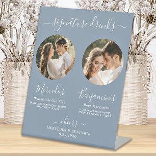 Signe De Table Signature Boissons Photo personnalisée Dusty Blue