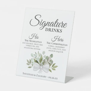Signe De Table Signature Boissons Rustique Eucalyptus Bouquet Mar