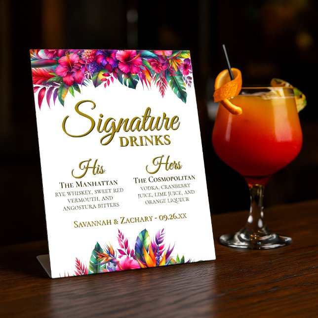 Signe De Table Signature Boissons Tropical Garden Wedding (Créateur téléchargé)