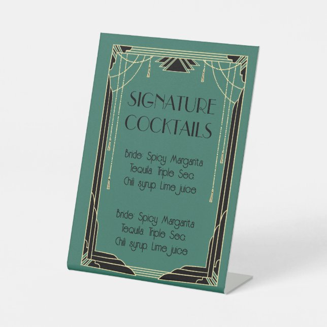 Signe De Table Signature Cocktails Pedestal Sign (Recto)