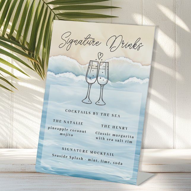 Signe De Table Signature de mariage de plage Boisson Signal avec  (Beach Wedding Signature Drink)