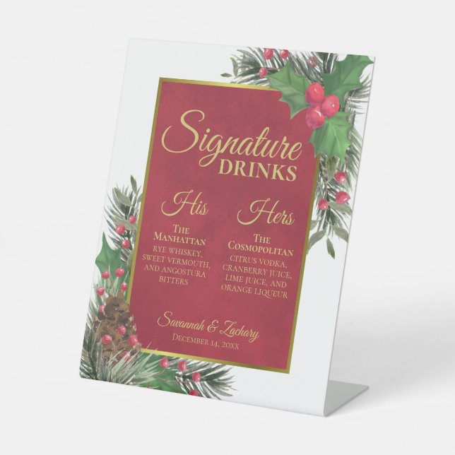 Signe De Table Signature Drinks Holly & Pine Christmas Wedding (Recto)