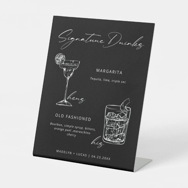 Signe De Table Signature Drinks Minimalist Black & White (Recto)
