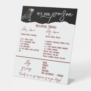 Signe De Table Signature gothique Mariage Boissons Signal bar gra