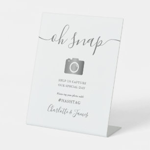 Signe De Table Signature grise et blanche Oh Snap écriture cursiv