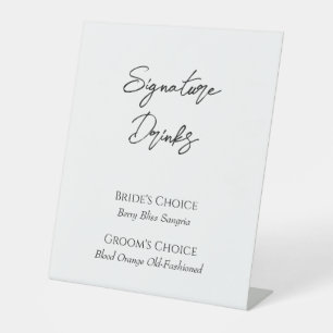 Signe De Table Signature Mariage minimaliste simple Boissons Sign
