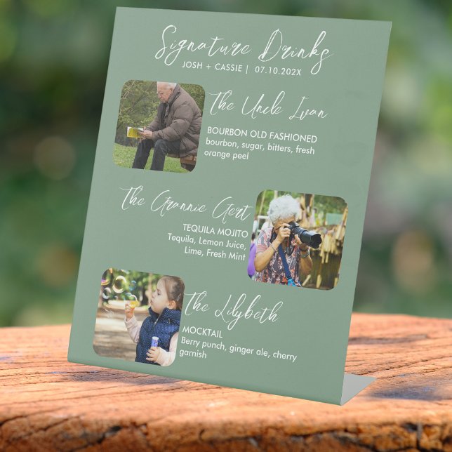 Signe De Table Signature Mariage moderne Boissons et photos Signa (Créateur téléchargé)