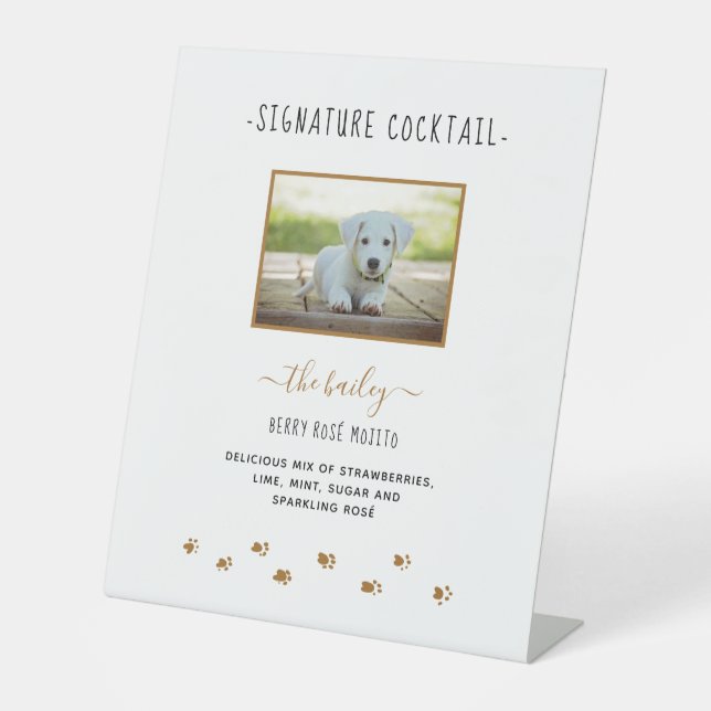 Signe De Table Signature personnalisée Boire Gold Pet Mariage Pho (Recto)