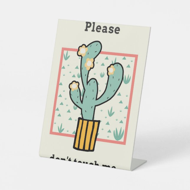 Signe De Table S'il vous plaît, ne touchez pas aux cactus (Recto)