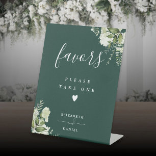 Signe De Table S'il vous plaît Prenez une faveur Émeraude Floral