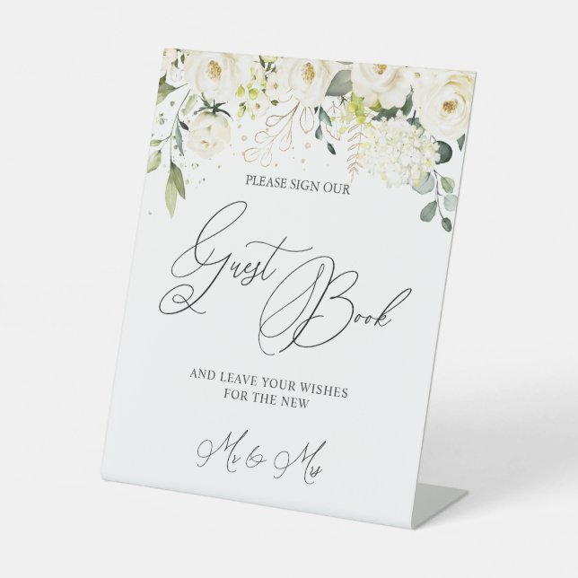 Signe De Table S'il vous plaît signer notre livre d'invités Roses (Recto)