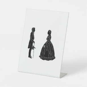 Signe De Table silhouette d'abraham lincoln et de mary todd linco
