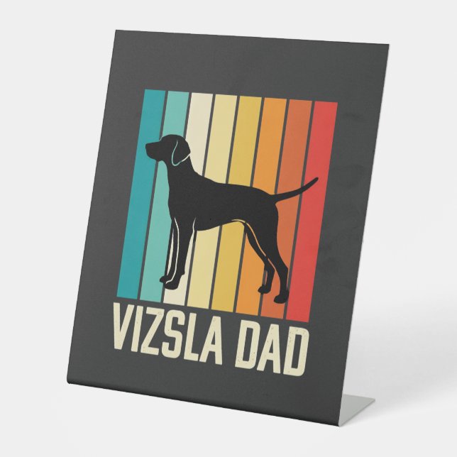 Signe De Table Silhouette de chien papa Vizsla rétro (Recto)
