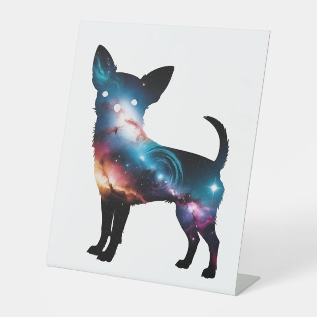 Signe De Table Silhouette de Chihuahua de Galaxie (Recto)