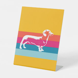 Signe De Table Silhouette de teckel rétro – Art canin pop coloré