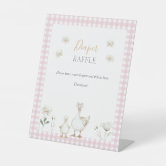 Signe De Table Silly Goose Whimsical Pink Diaper Raffle Douche