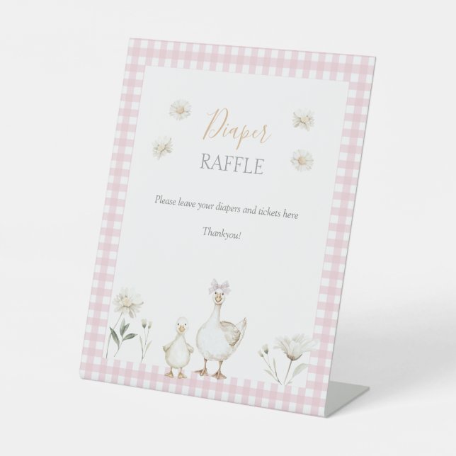 Signe De Table Silly Goose Whimsical Pink Diaper Raffle Douche (Recto)