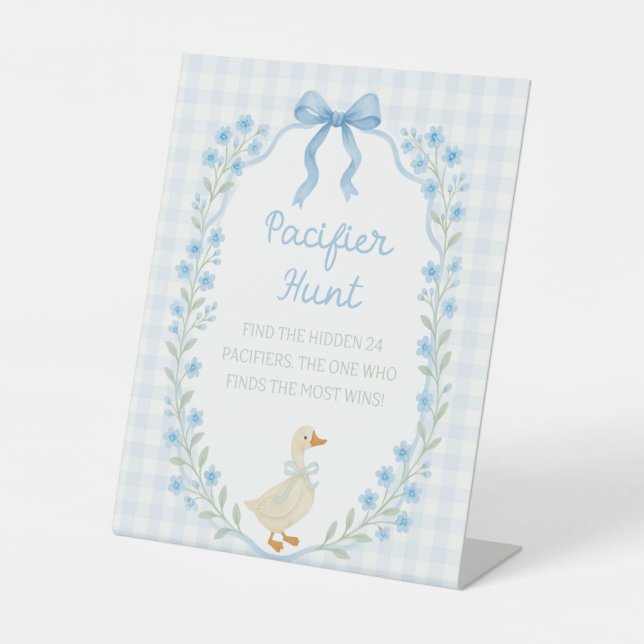 Signe De Table Silly Little Goose Baby Shower Pacifier Hunt (Recto)