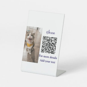 Signe De Table Simple animal name details QR code add text photo