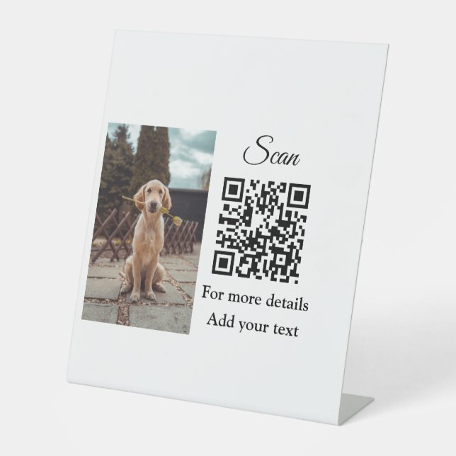 Signe De Table Simple animal name details QR code add text photo (Recto)