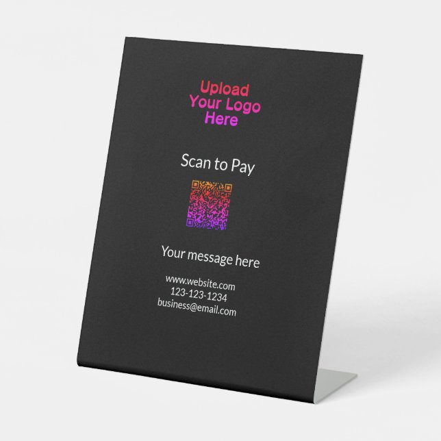 Signe De Table Simple balayage minimal pour payer Ajouter un logo (Recto)