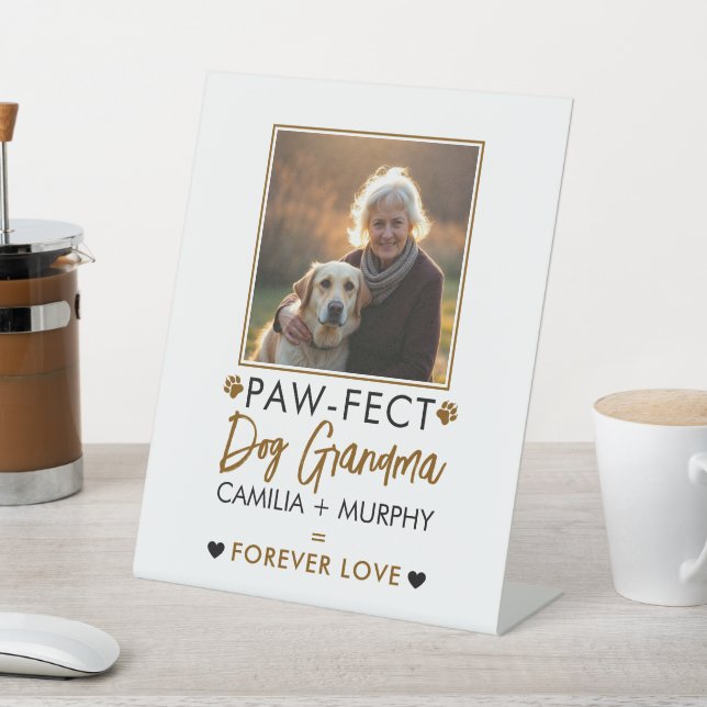 Signe De Table Simple Brown & noir Texte Chien Grandma Photo (In SItu)