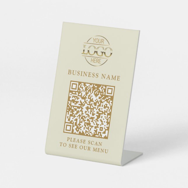 Signe De Table Simple Business Logo QR Code Menu Contactless (Recto)