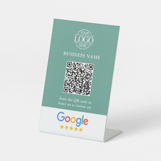 Signe De Table Simple Custom Google Reviews QR Code Business Logo (Recto)
