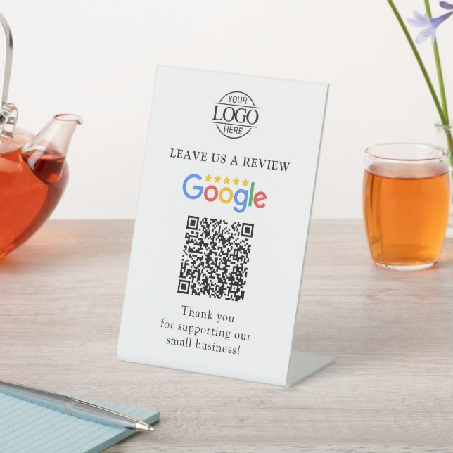 Signe De Table Simple Custom Google Reviews QR Code Business Logo (In SItu)