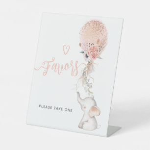 Signe De Table Simple Elephant & Balloon Baby shower faveurs