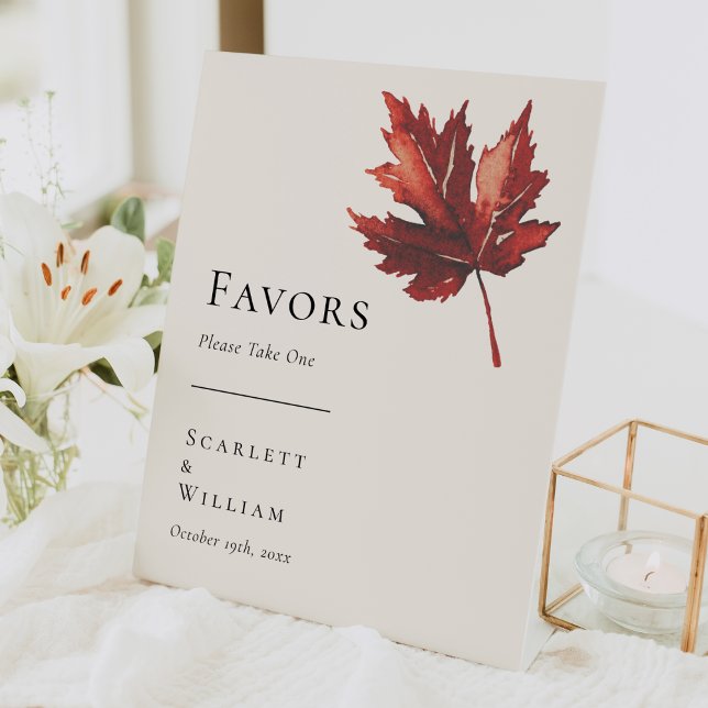 Signe De Table Simple Minimal Feuilles de automne Faveur mariage (Créateur téléchargé)