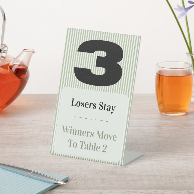 Signe De Table Simple Modern Bunco Table Three Card Set  (In SItu)