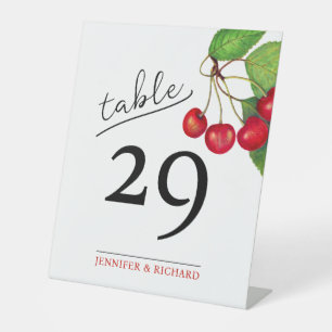 Signe De Table Simple moderne Chic Cerises rouges Chiffres Mariag