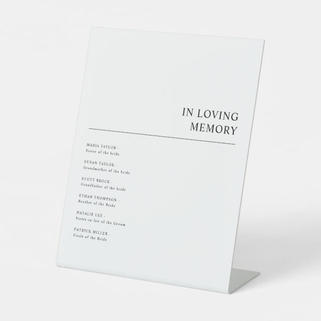 Signe De Table Simple moderne dans Mariage de mémoire aimante (Recto)
