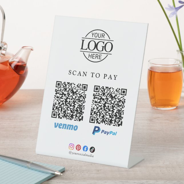 Signe De Table Simple Scan To Pay Affaires Logo Code Qr Tablette (In SItu)