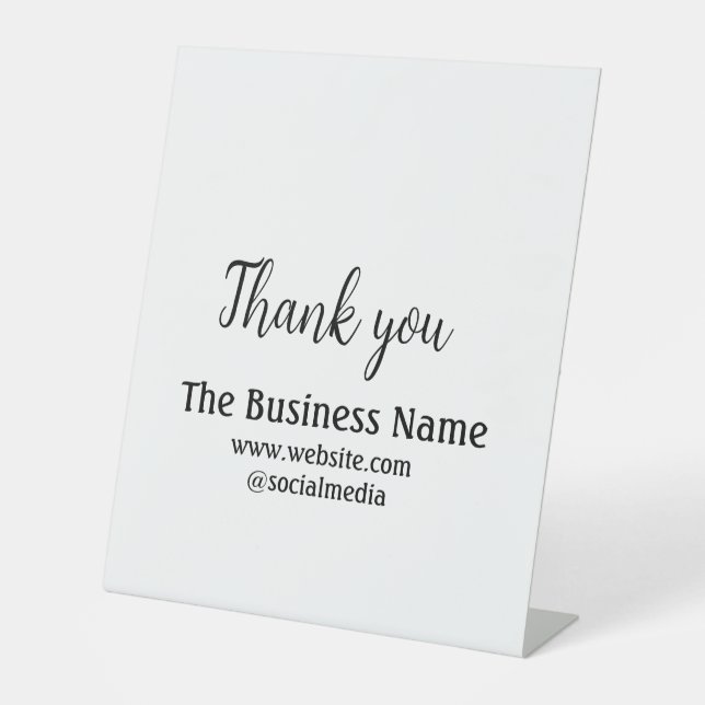 Signe De Table Simple thank you add business name details text  t (Recto)