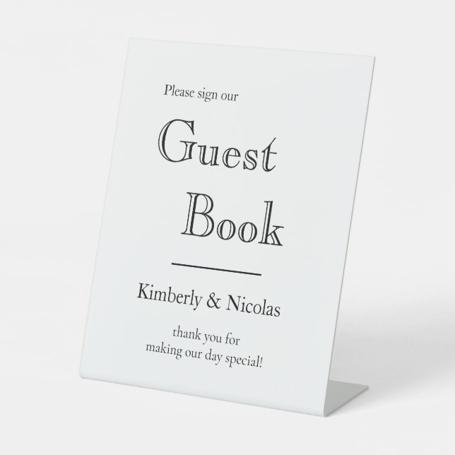 Signe De Table Simplement élégant Mariage moderne livre d'hôtes P (Recto)