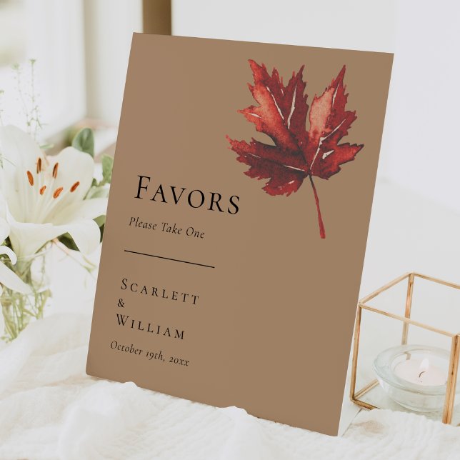 Signe De Table Simples Feuilles De Chute Terracotta De Mariage Fa (Créateur téléchargé)