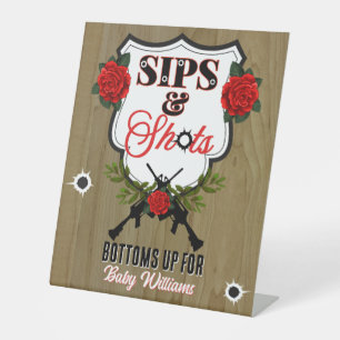 Signe De Table Sips & Shots Armes à feu ou Roses Révélation de ge