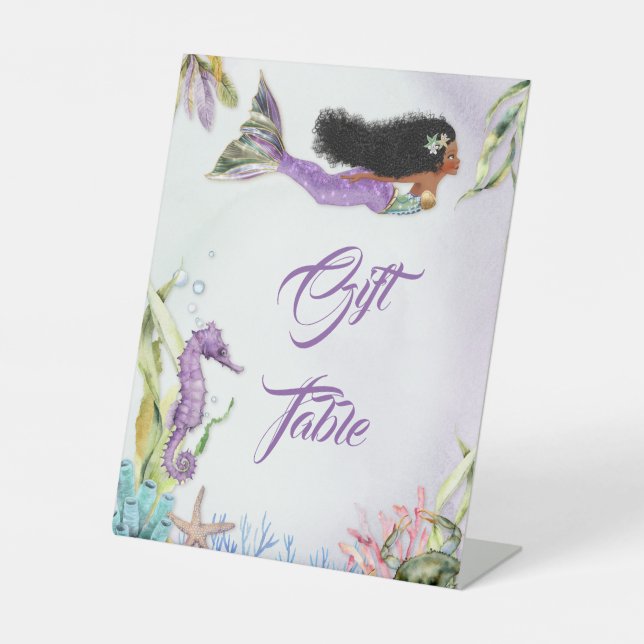 Signe De Table Sirène de couleur Cadeau de bienvenue Alimentation (Recto)